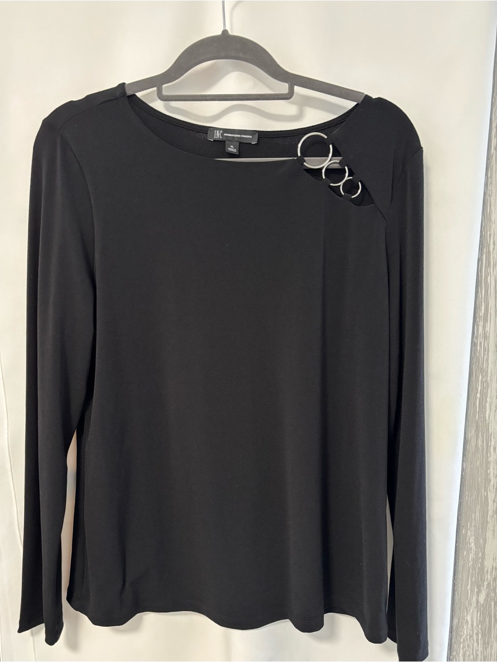 INC Long Sleeve Top with silver metal detail - size XL
